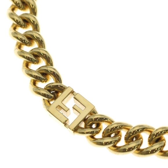 Fendi Logo Necklace Pendant Chain Gold